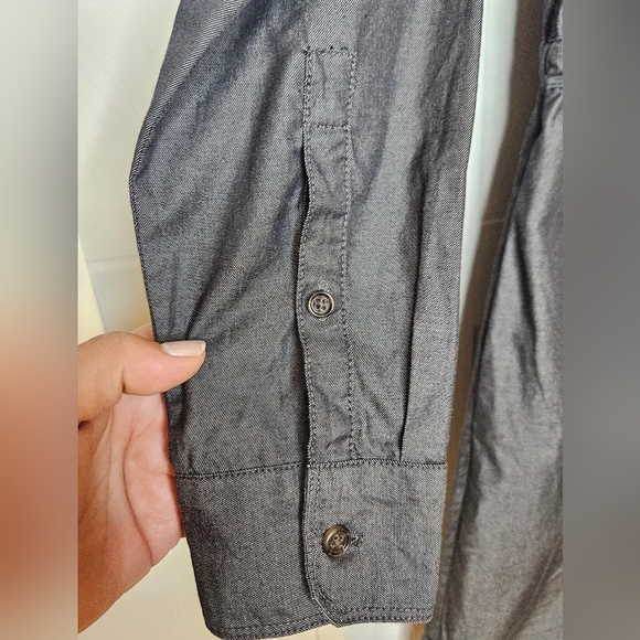 GAP Graphite Gray Roll Tab Long Sleeve Shirt Dress Midi Utility Women M - Picture 3 of 16